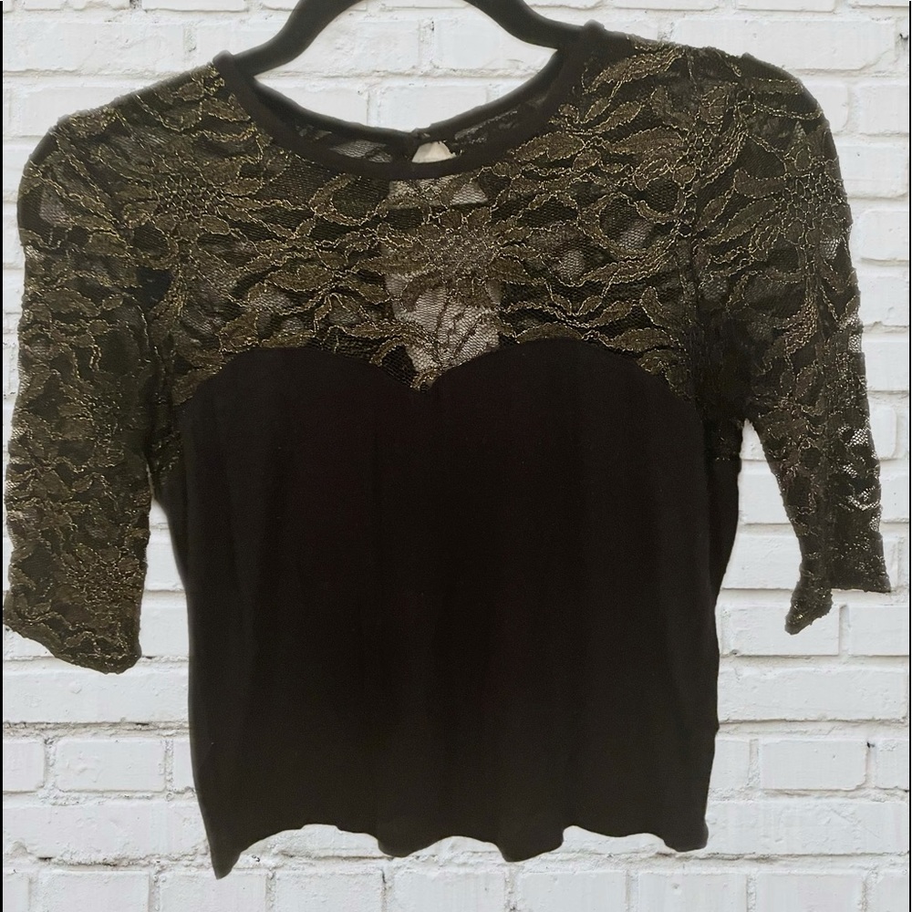 Black gold and lace crop top.